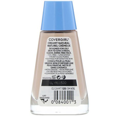 Foundation, Face, Makeup: Covergirl, Clean Matte Liquid Foundation, 520 Creamy Natural, 1 fl oz (30 ml)