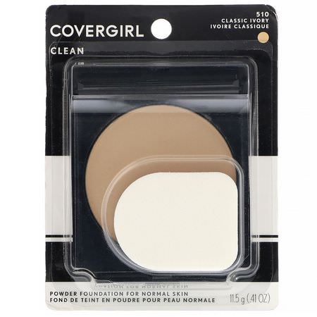 Foundation, Face, Makeup: Covergirl, Clean, Powder Foundation, 510 Classic Ivory, .41 oz (11.5 g)