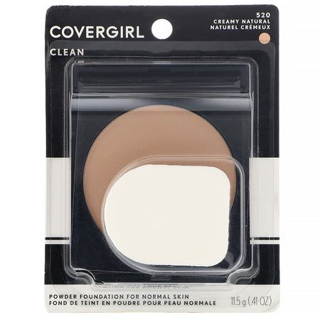 Foundation, Face, Makeup: Covergirl, Clean, Powder Foundation, 520 Creamy Natural, .41 oz (11.5 g)