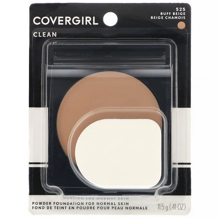 Foundation, Face, Makeup: Covergirl, Clean, Powder Foundation, 525 Buff Beige, .41 oz (11.5 g)