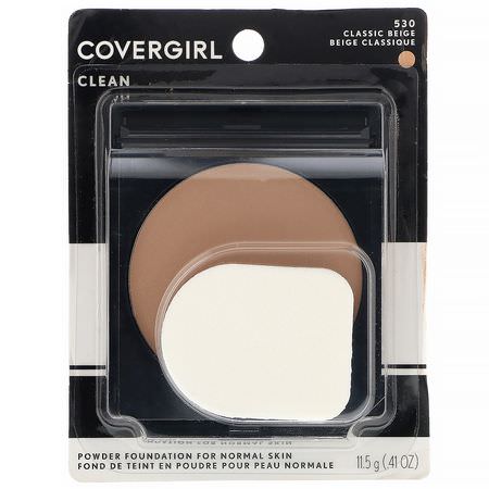 Foundation, Face, Makeup: Covergirl, Clean, Powder Foundation, 530 Classic Beige, .41 oz (11.5 g)