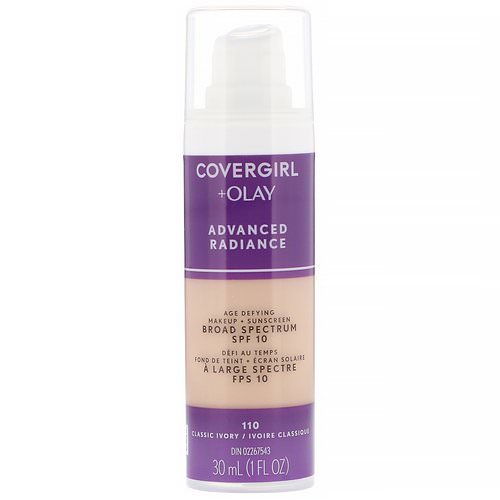 Covergirl, Olay Advanced Radiance, Age-Defying Makeup, SPF 10, 110 Classic Ivory, 1 fl oz (30 ml) Review