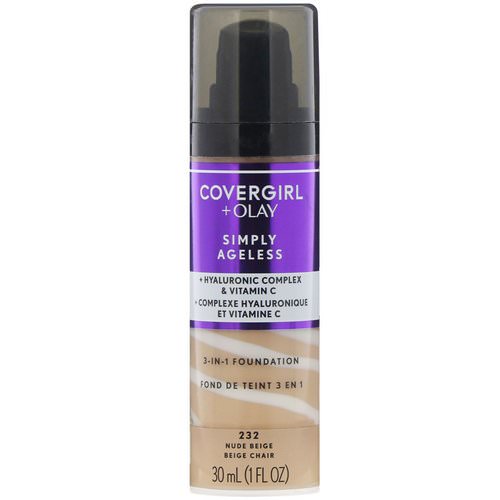 Covergirl, Olay Simply Ageless, 3-in-1 Foundation, 232 Nude Beige, 1 fl oz (30 ml) Review