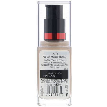 Foundation, Face, Makeup: Covergirl, Outlast All-Day Stay Fabulous, 3-in-1 Foundation, 805 Ivory, 1 fl oz (30 ml)