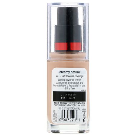 Foundation, Face, Makeup: Covergirl, Outlast All-Day Stay Fabulous, 3-in-1 Foundation, 820 Creamy Natural, 1 fl oz (30 ml)
