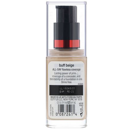 Foundation, Face, Makeup: Covergirl, Outlast All-Day Stay Fabulous, 3-in-1 Foundation, 825 Buff Beige, 1 fl oz (30 ml)