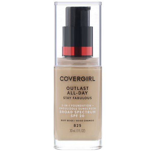 Covergirl, Outlast All-Day Stay Fabulous, 3-in-1 Foundation, 825 Buff Beige, 1 fl oz (30 ml) Review