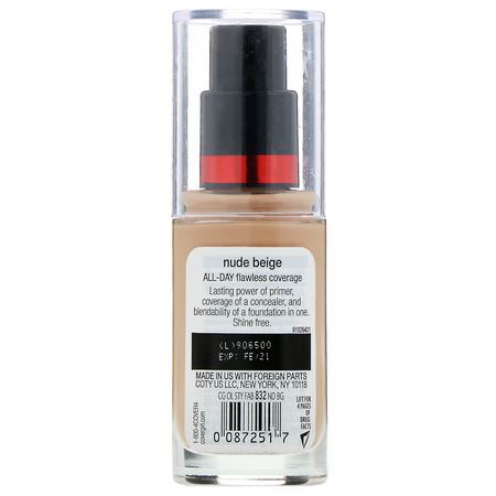 Foundation, Face, Makeup: Covergirl, Outlast All-Day Stay Fabulous, 3-in-1 Foundation, 832 Nude Beige, 1 fl oz (30 ml)