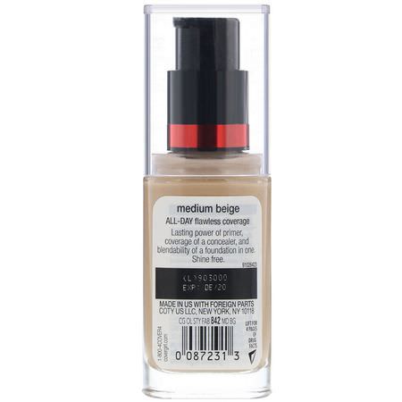 Foundation, Face, Makeup: Covergirl, Outlast All-Day Stay Fabulous, 3-in-1 Foundation, 842 Medium Beige, 1 fl oz (30 ml)