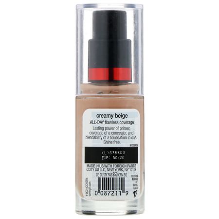 Foundation, Face, Makeup: Covergirl, Outlast All-Day Stay Fabulous, 3-in-1 Foundation, 850 Creamy Beige, 1 fl oz (30 ml)