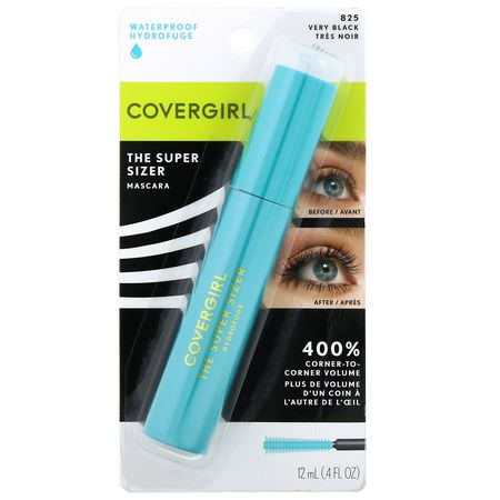 Mascara, Eyes, Makeup: Covergirl, The Super Sizer, Waterproof Mascara, 825 Very Black, .4 fl oz (12 ml)
