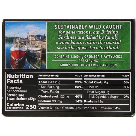Sardiner, Skaldjur: Crown Prince Natural, Brisling Sardines, in Extra Virgin Olive Oil, 3.75 oz (106 g)