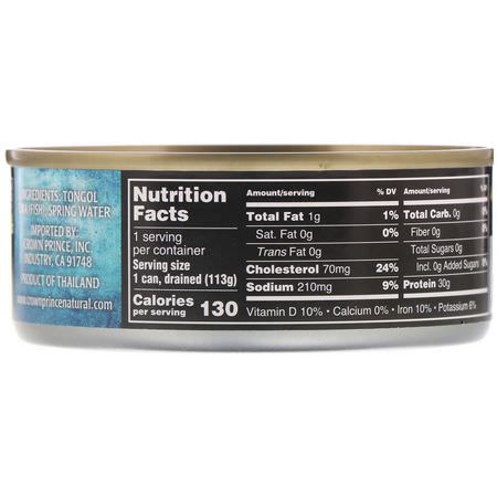 Tonfisk, Skaldjur: Crown Prince Natural, Tongol Tuna, Chunk Light - No Salt Added, In Spring Water, 5 oz (142 g)