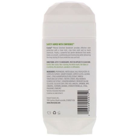 Deodorant, Bath: Crystal Body Deodorant, Mineral Enriched Deodorant, Invisible Solid, Freshly Minted, 2.5 oz (70 g)