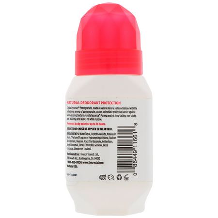 Deodorant, Bath: Crystal Body Deodorant, Natural Deodorant Roll-On, Pomegranate, 2.25 fl oz (66 ml)