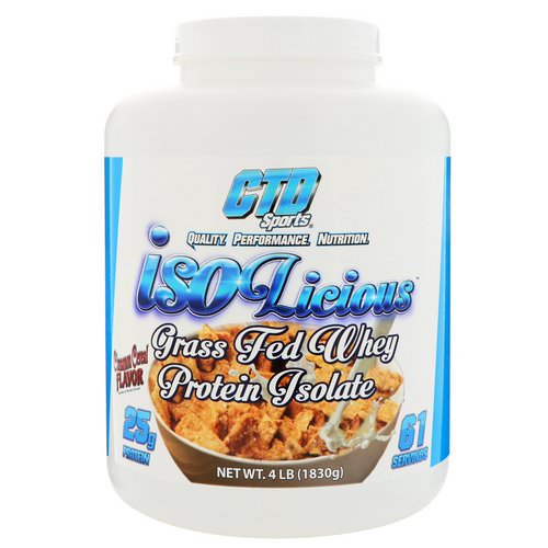 CTD Sports, Isolicious Grass Fed Whey Protein Isolate, Cinnamon Cereal Flavor, 4 lb (1830 g) Review