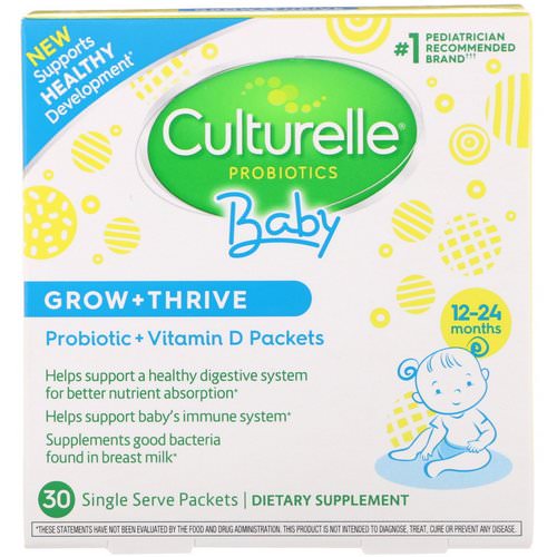 Culturelle, Probiotics, Baby, Grow + Thrive, Probiotics + Vitamin D Packets, 12-24 Months, 30 Single Serve Packets Review
