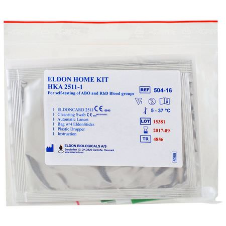 Home Test Strips, First Aid, Medicine Cabinet, Bath: D'adamo, Blood Typing Kit, 1 Easy Self-Testing Kit