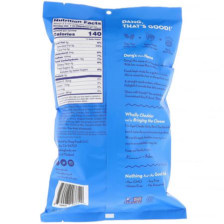 Chips, Riskakor, Mellanmål: Dang, Sticky-Rice Chips, Aged Cheddar, 3.5 oz (100 g)