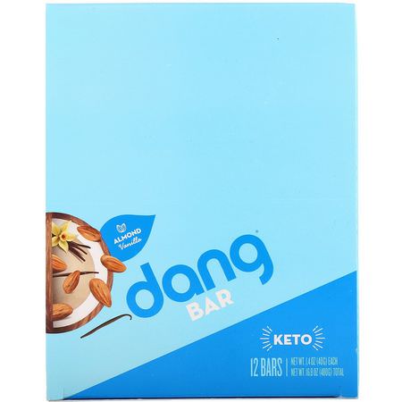 Snack Bars: Dang, Keto Bar, Almond Vanilla, 12 Bars, 1.4 oz (40 g) Each