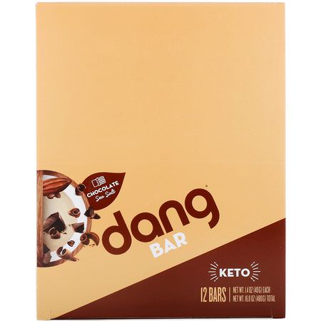 Snack Bars: Dang, Keto Bar, Chocolate Sea Salt, 12 Bars, 1.4 oz (40 g) Each