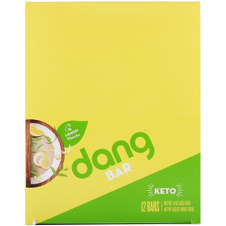 Snack Bars: Dang, Keto Bar, Lemon Matcha, 12 Bars, 1.4 oz (40 g) Each