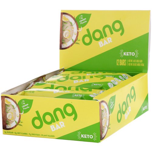 Dang, Keto Bar, Lemon Matcha, 12 Bars, 1.4 oz (40 g) Each Review