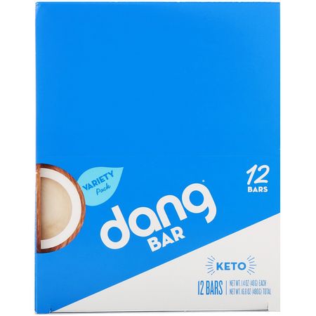 Snack Bars: Dang, Keto Bar, Variety Pack, 12 Bars, 1.4 oz (40 g) Each