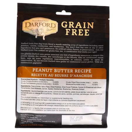 Husdjur Behandlar, Husdjur: Darford, Grain Free, Premium Oven-Baked Dog Treats, Peanut Butter Recipe, 12 oz (340 g)