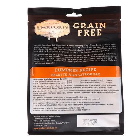 Husdjur Behandlar, Husdjur: Darford, Grain Free, Premium Oven-Baked Dog Treats, Pumpkin Recipe, 12 oz (340 g)