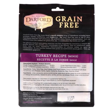 Husdjur Behandlar, Husdjur: Darford, Grain Free, Premium Oven-Baked Dog Treats, Turkey Recipe, Minis, 12 oz (340 g)