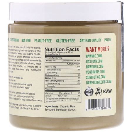 Sparar, Sprider, Knappar: Dastony, 100% Organic Sprouted Sunflower Seed Butter, 8 oz (227 g)