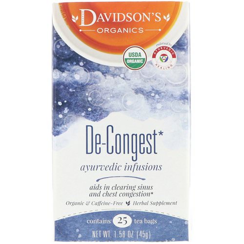 Davidson's Tea, Organic, Ayurvedic Infusions, De-Congest, 25 Tea Bags, 1.58 oz (45 g) Review