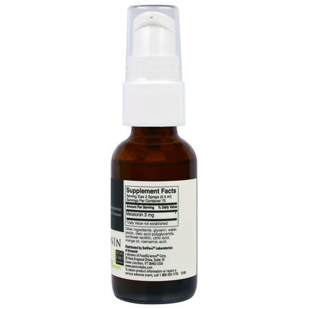 Melatonin, Sömn, Kosttillskott: DaVinci Laboratories of Vermont, Melatonin Spray, 1 fl oz (30 ml)