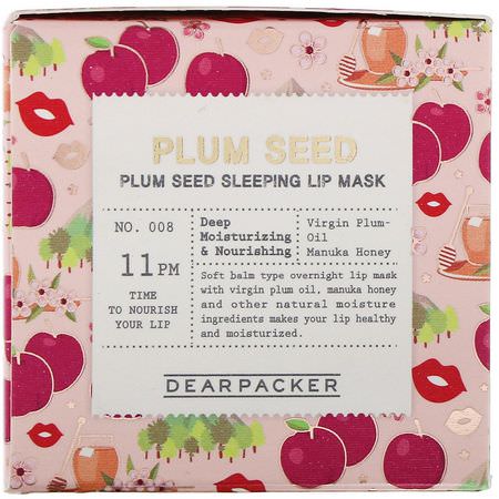 K-Beauty Lip Care, K-Beauty: Dear Packer, Plum Seed, Plum Seed Sleeping Lip Mask, 0.7 oz (20 g)