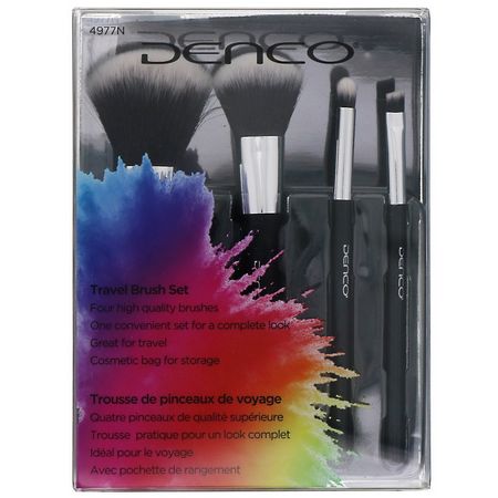 Makeupborstar, Skönhet: Denco, Travel Brush Set, 4 Piece Set