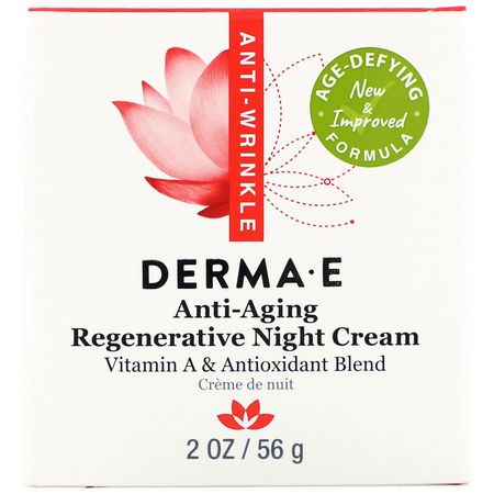 Nattfuktare, Krämer, Ansiktsfuktare, Skönhet: Derma E, Anti-Aging Regenerative Night Cream, 2 oz (56 g)