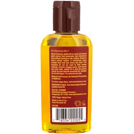 Bäroljor, Eteriska Oljor, Aromaterapi, Jojoba: Desert Essence, 100% Pure Jojoba Oil, For Hair Skin and Scalp, 2 fl oz (60 ml)