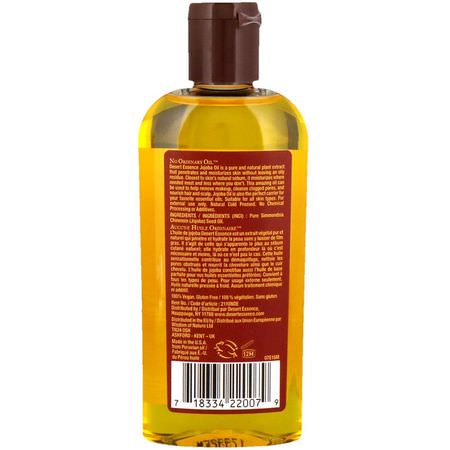 Bäroljor, Eteriska Oljor, Aromaterapi, Jojoba: Desert Essence, 100% Pure Jojoba Oil, For Hair, Skin and Scalp, 4 fl oz (118 ml)