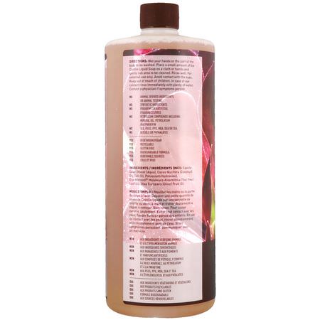 Rengöringsmedel, Ansikts Tvätt, Skrubba, Ton: Desert Essence, Castile Liquid Soap with Eco-Harvest Tea Tree Oil, 32 fl oz (960 ml)