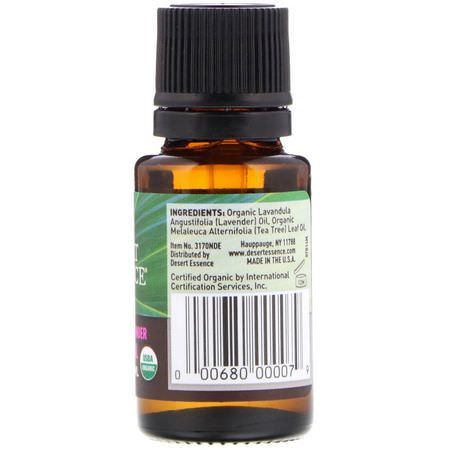 Blandningar, Eteriska Oljor, Aromaterapi, Bad: Desert Essence, Organic Lavender Tea Tree Oil, .6 fl oz (18 ml)