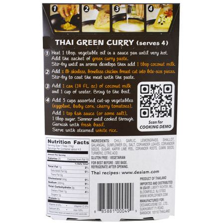 Sås, Currypasta, Marinader, Såser: deSIAM, Thai Green Curry Paste, Hot, 2.4 oz (70 g)