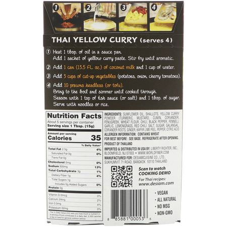 Sås, Currypasta, Marinader, Såser: deSIAM, Thai Yellow Curry Paste, Mild, 2.4 oz (70 g)