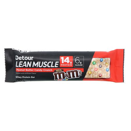 Vassleproteinstänger, Proteinstänger, Brownies, Kakor: Detour, Lean Muscle Bar, Peanut Candy Crunch M&M's, 12 Bars, 1.9 oz (55 g) Each