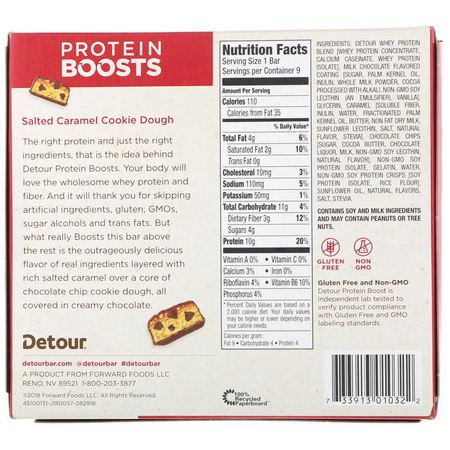 Vassleproteinstänger, Proteinstänger, Brownies, Kakor: Detour, Protein Boosts Bars, Salted Caramel Cookie Dough, 9 Bars, 1.1 oz (30 g) Each