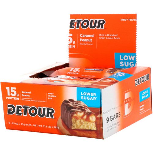 Detour, Whey Protein Bar, Caramel Peanut, 9 Bars, 1.5 oz (43 g) Each Review