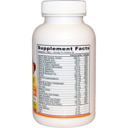 Multivitaminer, Kosttillskott: Deva, Vegan, Multivitamin & Mineral Supplement, Iron Free, 90 Coated Tablets