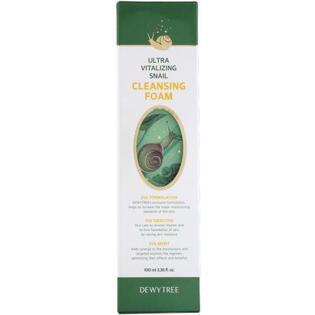 Rengöringsmedel, Ansikts Tvätt, K-Beauty Cleanse, Skrubba: Dewytree, Ultra Vitalizing Snail Cleansing Foam, 3.38 fl oz (100 ml)