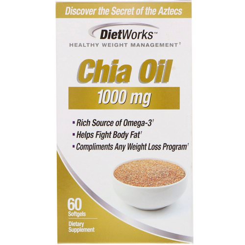 DietWorks, Chia Oil, 1,000 mg, 60 Softgels Review