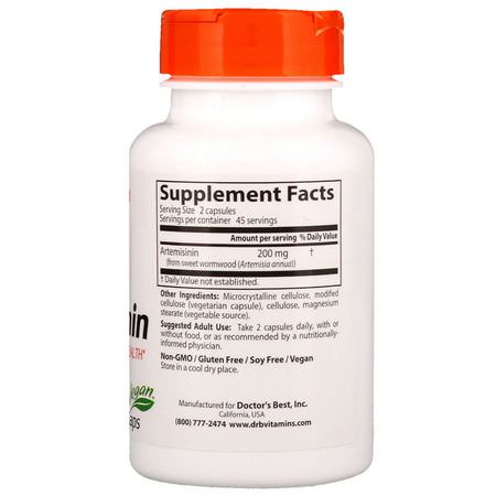 Artemisinin, Homeopati, Örter: Doctor's Best, Artemisinin, 100 mg, 90 Veggie Caps
